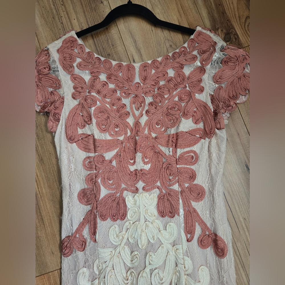 Js Collections Soutache Salmon Two-Tone Lace Midi… - image 7